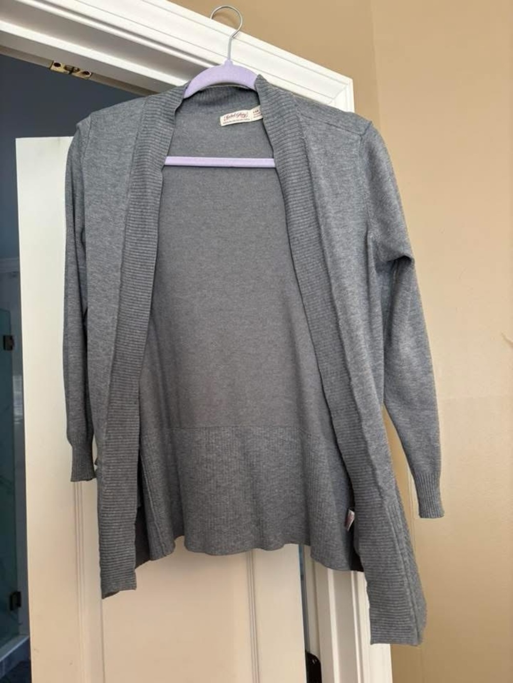 Gray Open-Front Women's Cardigan Sweater
